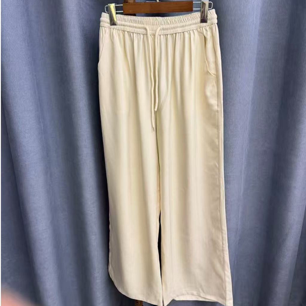 （瑕疵）秋季新款简约百搭宽松桑蚕丝直筒长裤女Z396