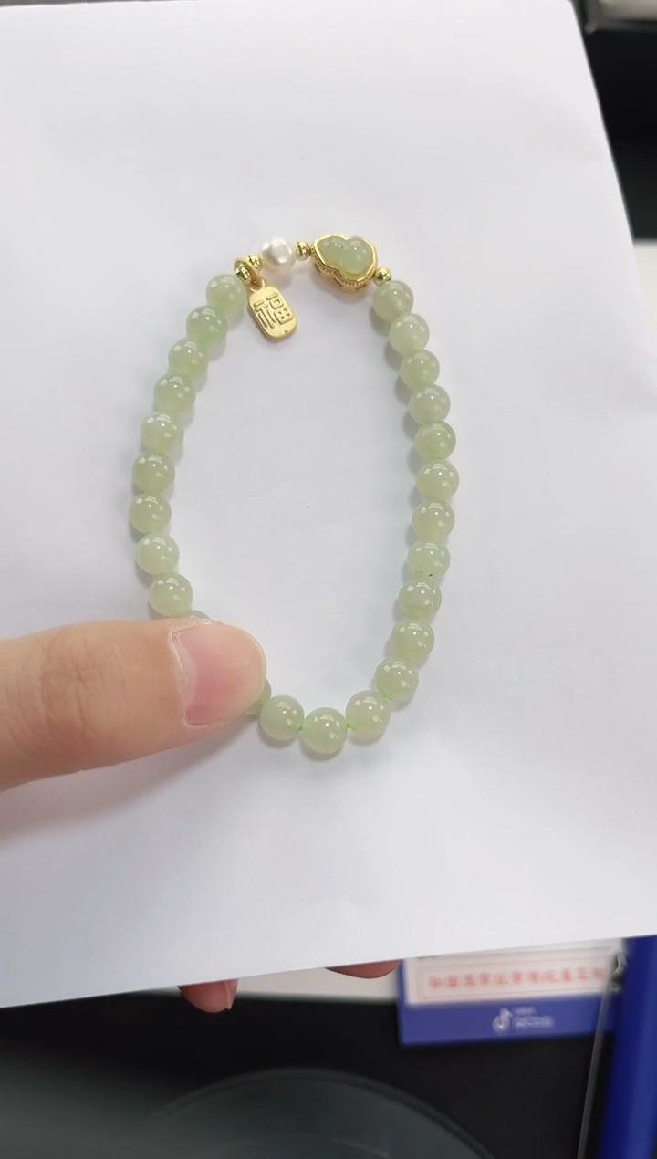 未镶嵌手串和田玉岚钻微色差T1017