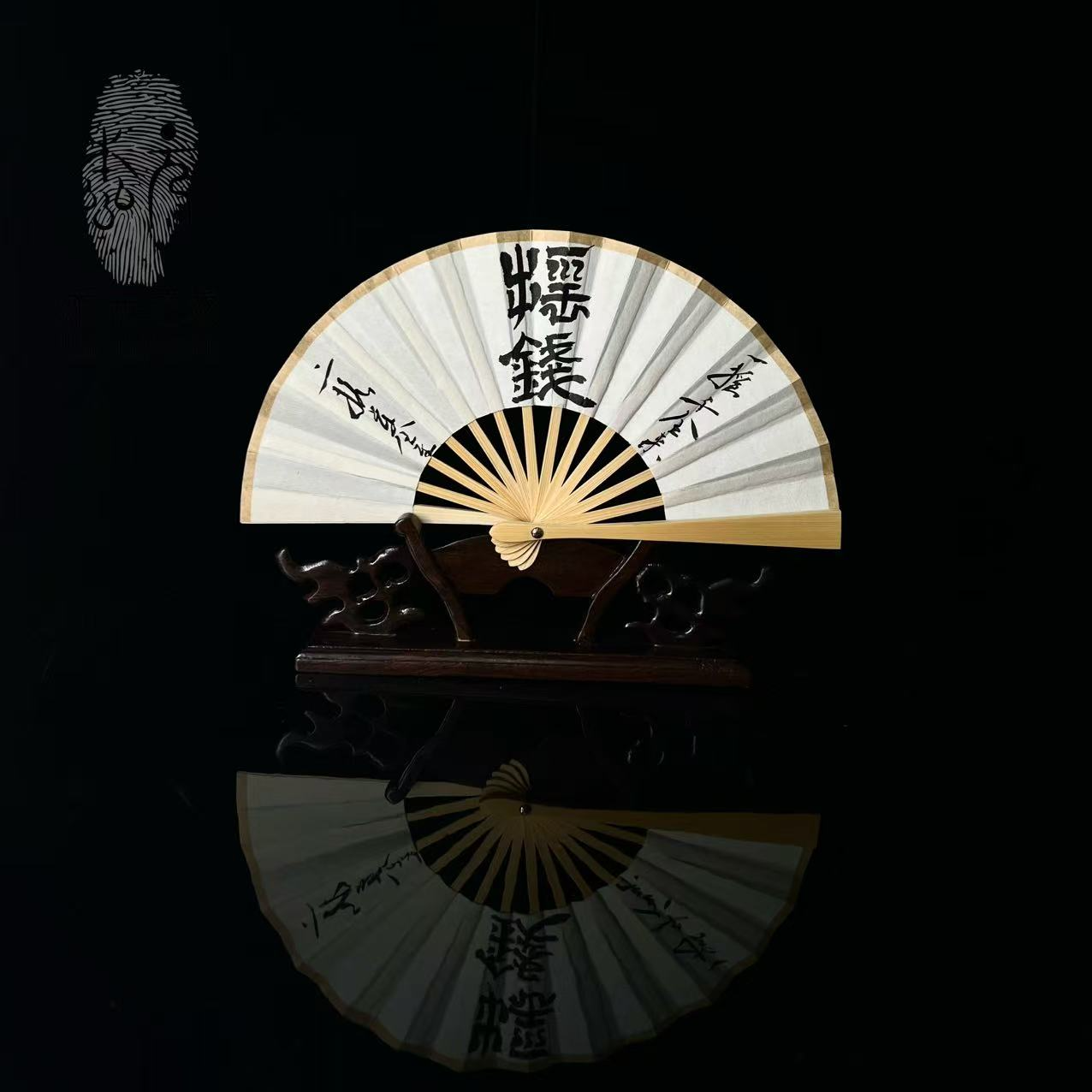 《摇钱》4寸巴掌大迷你玉竹扇子纯手绘书法字画创意文玩扇子