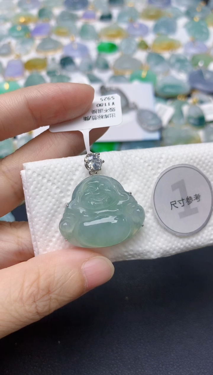 翡翠银S925镶嵌颈饰天然缅甸A货翡翠