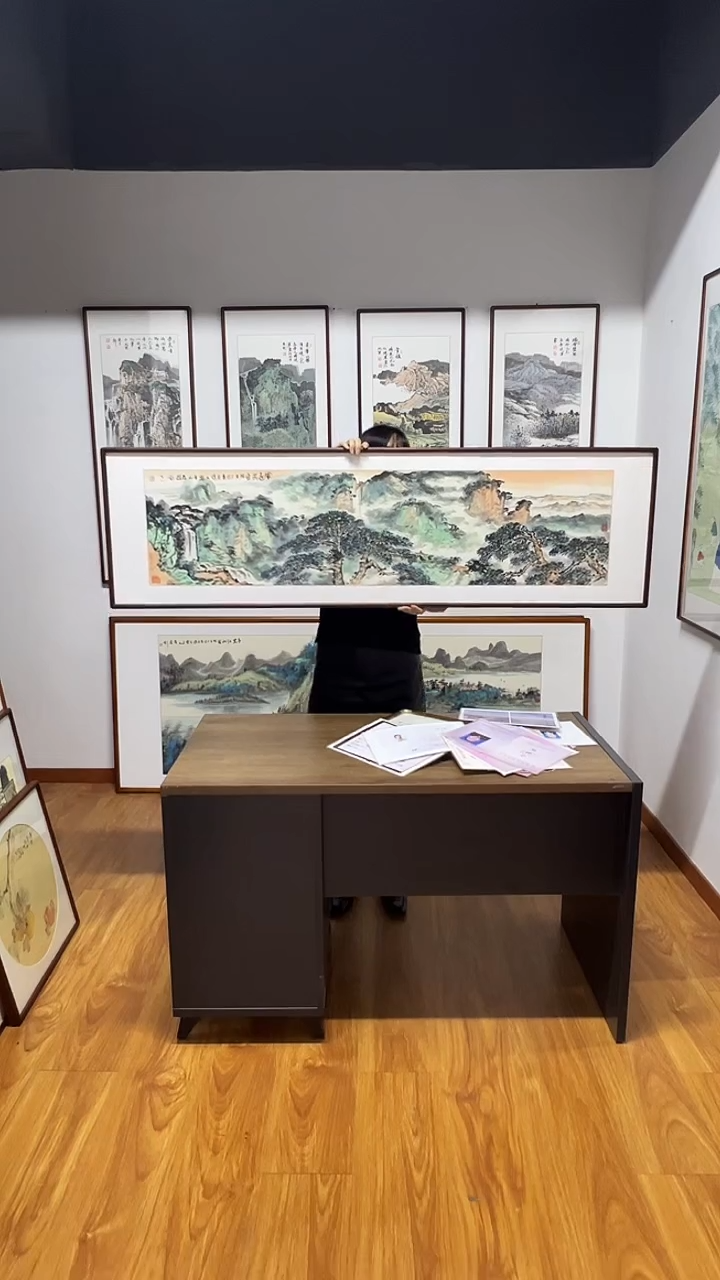 国画隗寿群 160*45 国泰民安 泰山 