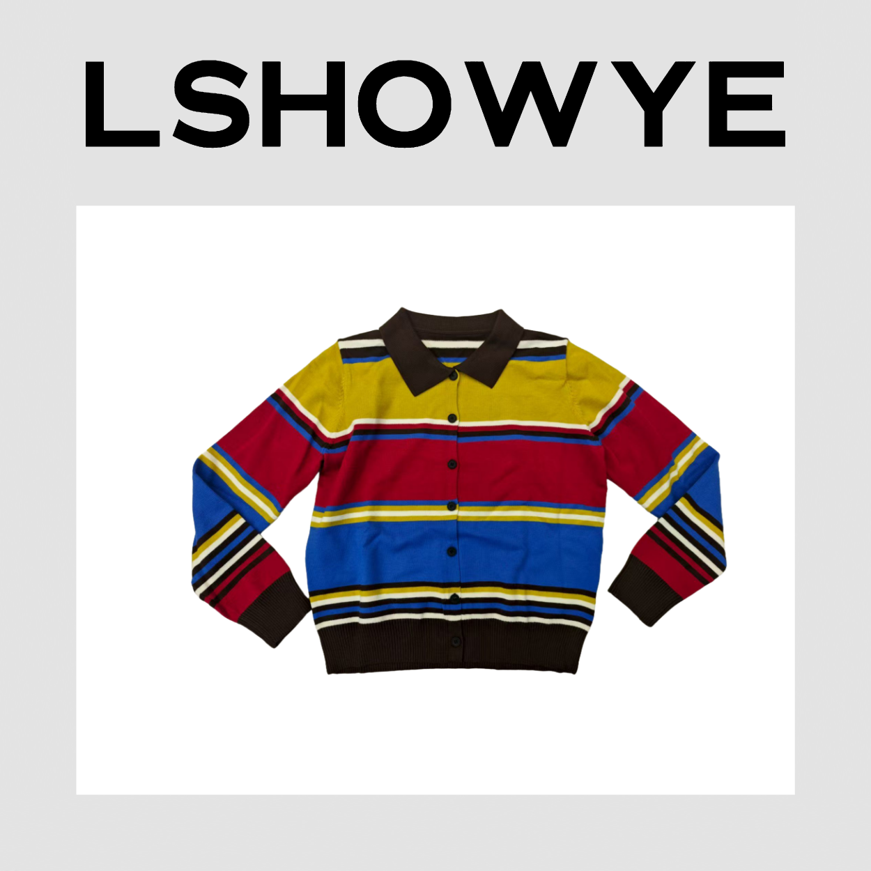 LSHOWYE｜翻领彩条毛衣 33668
