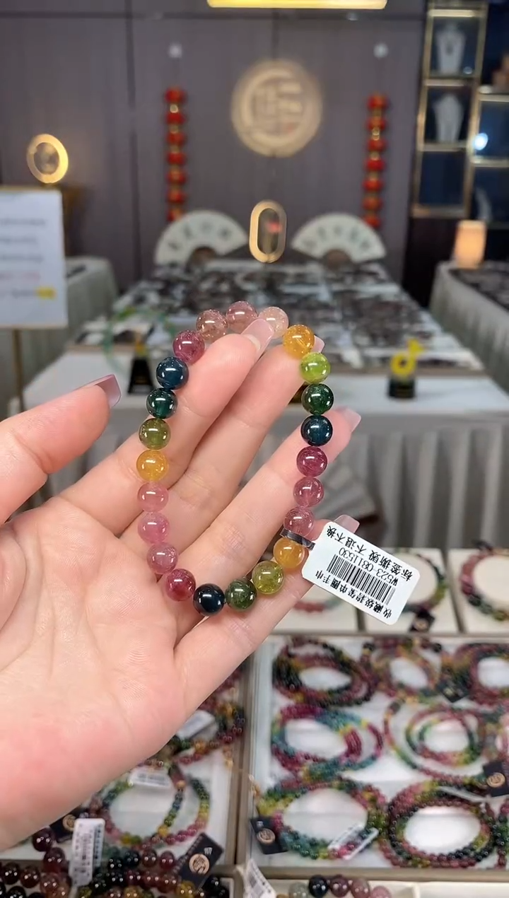 未镶嵌老矿碧玺彩虹单圈手串8mm+碧玺多样性发一条hon