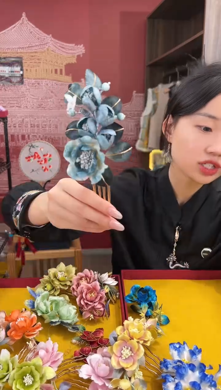 【闪购商品】刺绣非遗绒花（发饰）