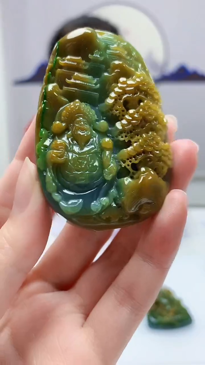 【闪购商品】定制翡翠未镶嵌4902zm-毛货挂件财神272