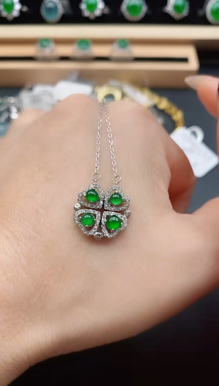 翡翠银S925镶嵌吊坠(赠链)508050