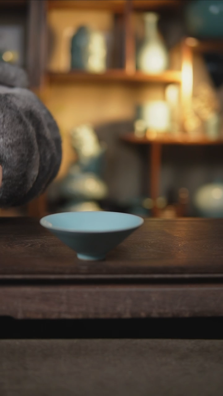 【闪购商品】杯仿古宋臻釉斗笠杯瑕