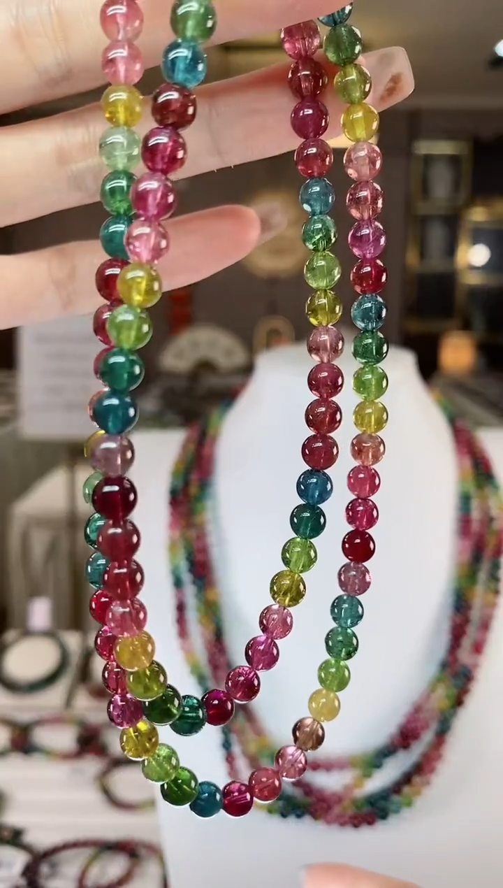 【闪购商品】碧玺三圈手串5mm+未镶嵌一物一证dan