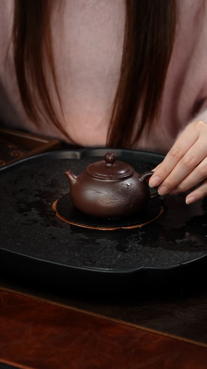 茶壶紫砂刘海清 禅意寒江69 深井紫泥 150毫升