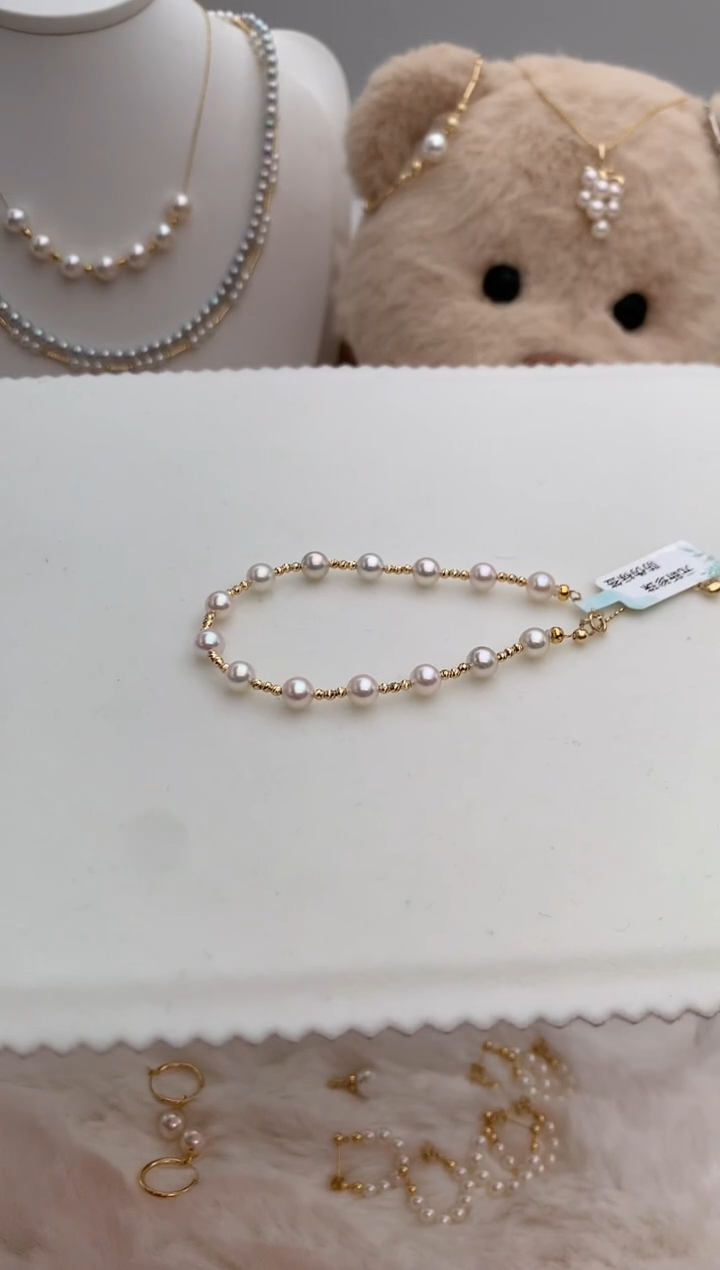 【闪购商品】海水珍珠手绳18K金镶嵌5.5-6设计款手链
