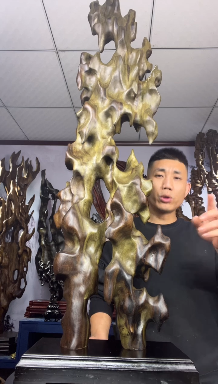 金丝楠木雕款饒*波金丝楠木工艺品摆件