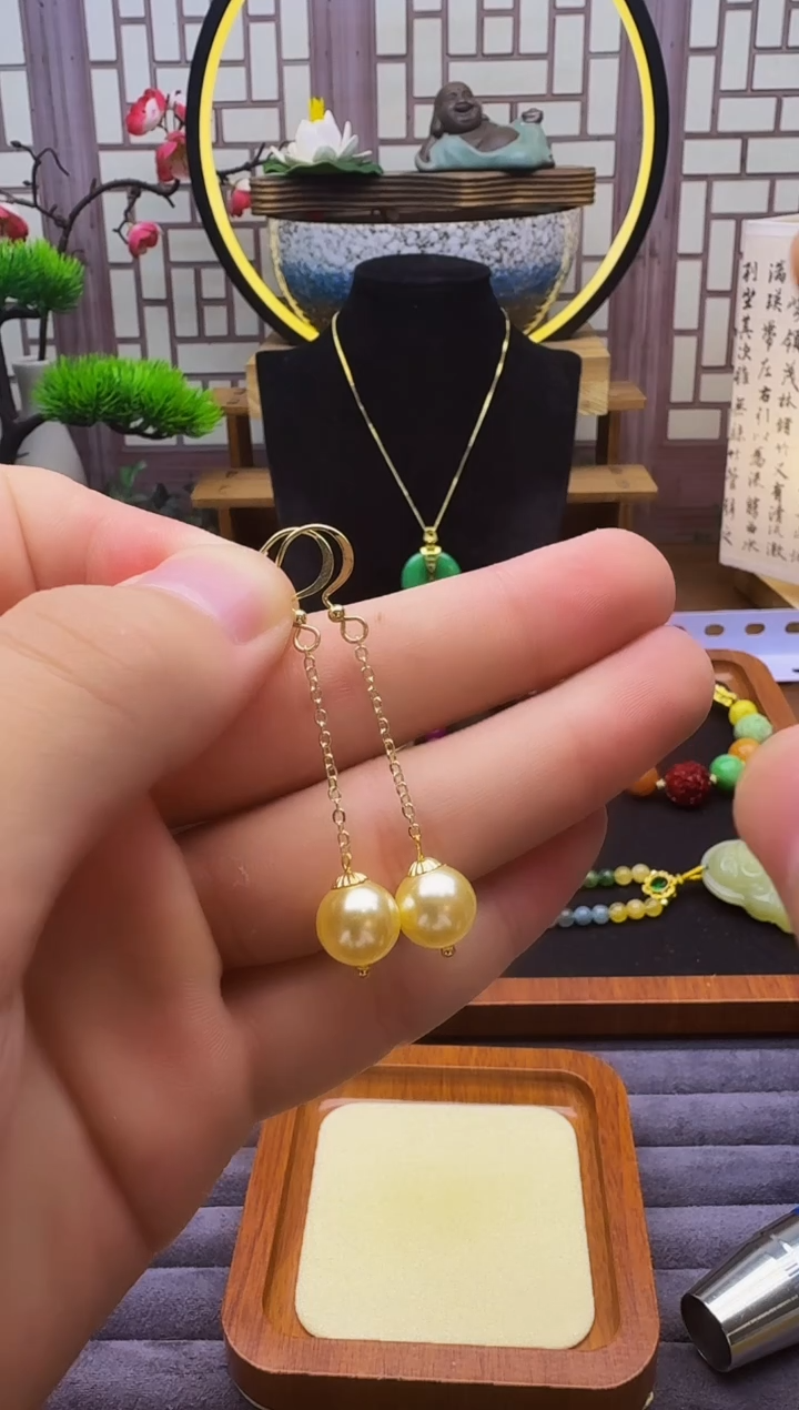 14K金镶嵌淡水珍珠耳饰E324