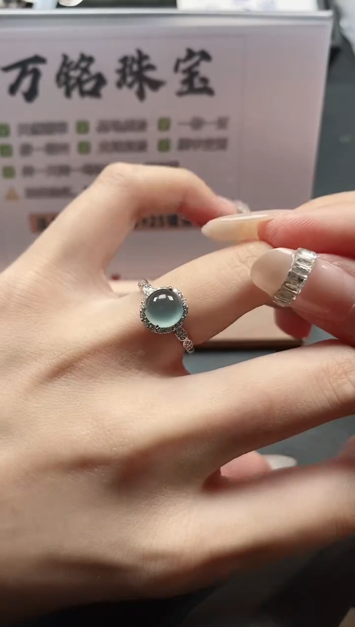 银S925镶嵌戒指翡翠51511