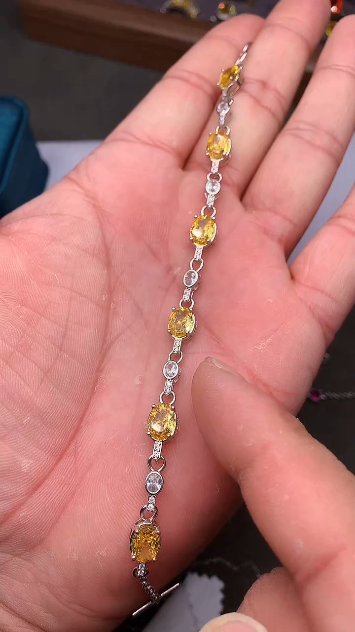 【闪购商品】彩色蓝宝石手链银S925镶嵌..........