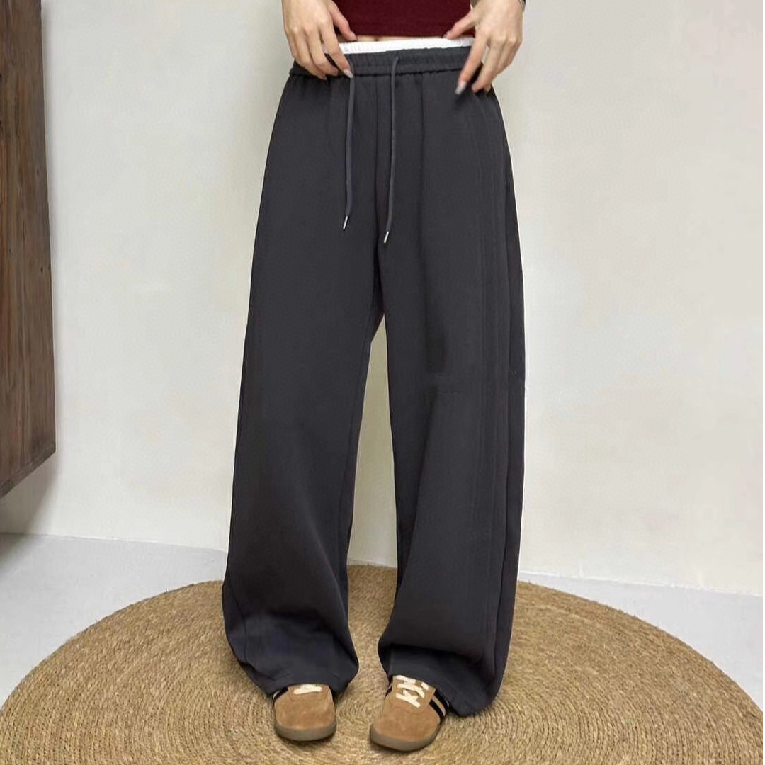 松紧腰抽绳窄版阔腿香蕉裤女冬季YS-0928立体剪裁显瘦百搭弯刀裤