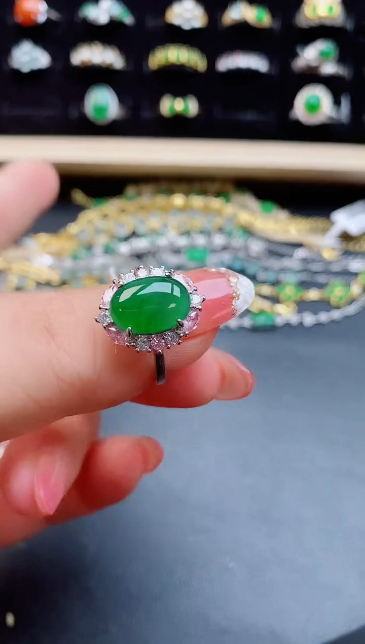 【闪购商品】翡翠戒指银S925镶嵌058500