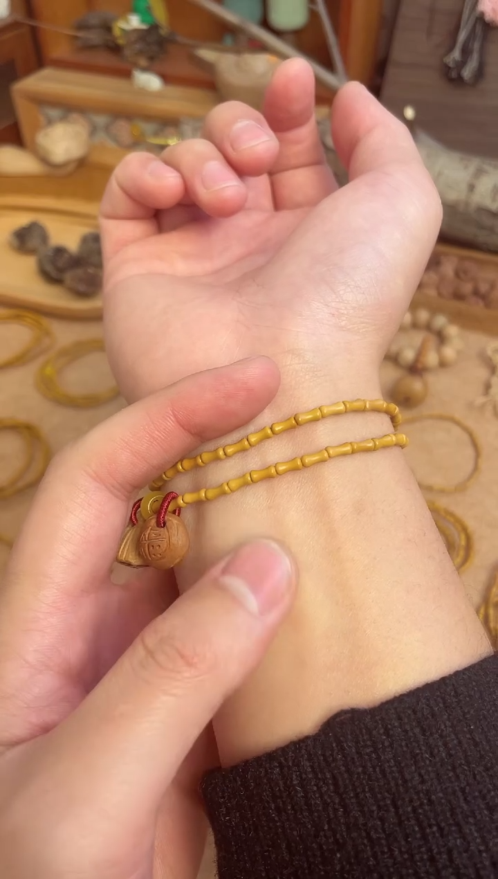 竹节手串一物一拍双圈加黄水晶好运连连