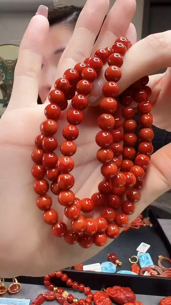 【闪购商品】南红玛瑙圆珠多圈链未镶嵌7mm