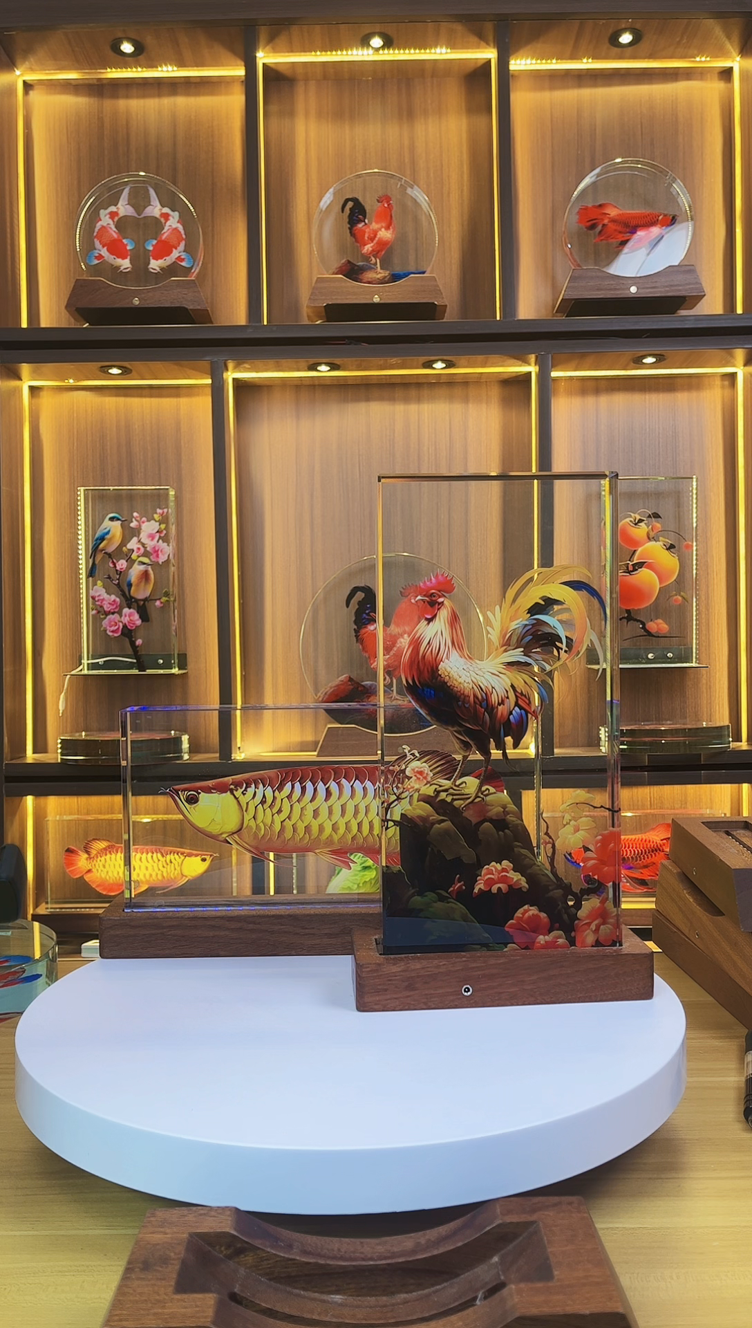 有机玻璃爱****猪全新尺寸30*15*4金龙鱼直+鸿运公鸡+底座2个