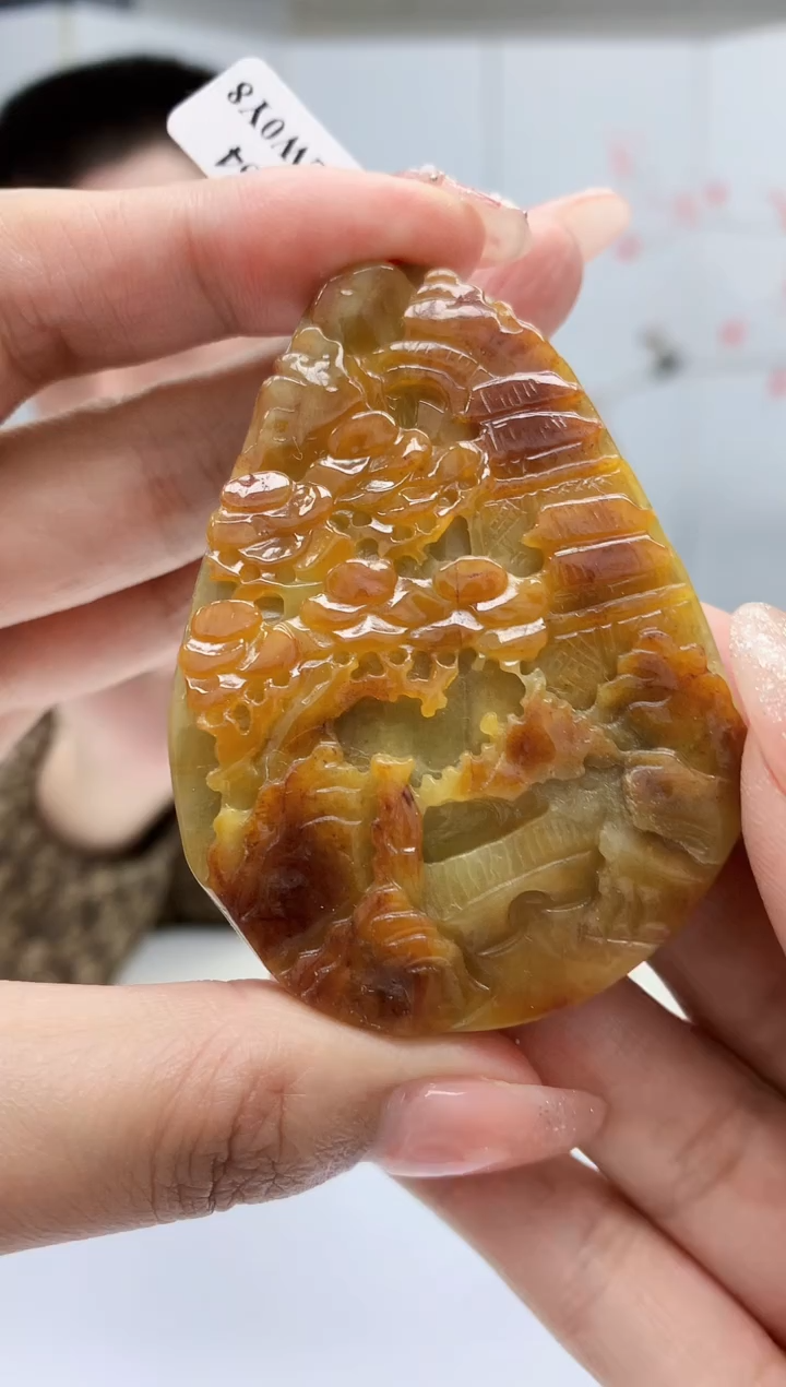 【闪购商品】定制翡翠未镶嵌4812MM-毛货挂件13