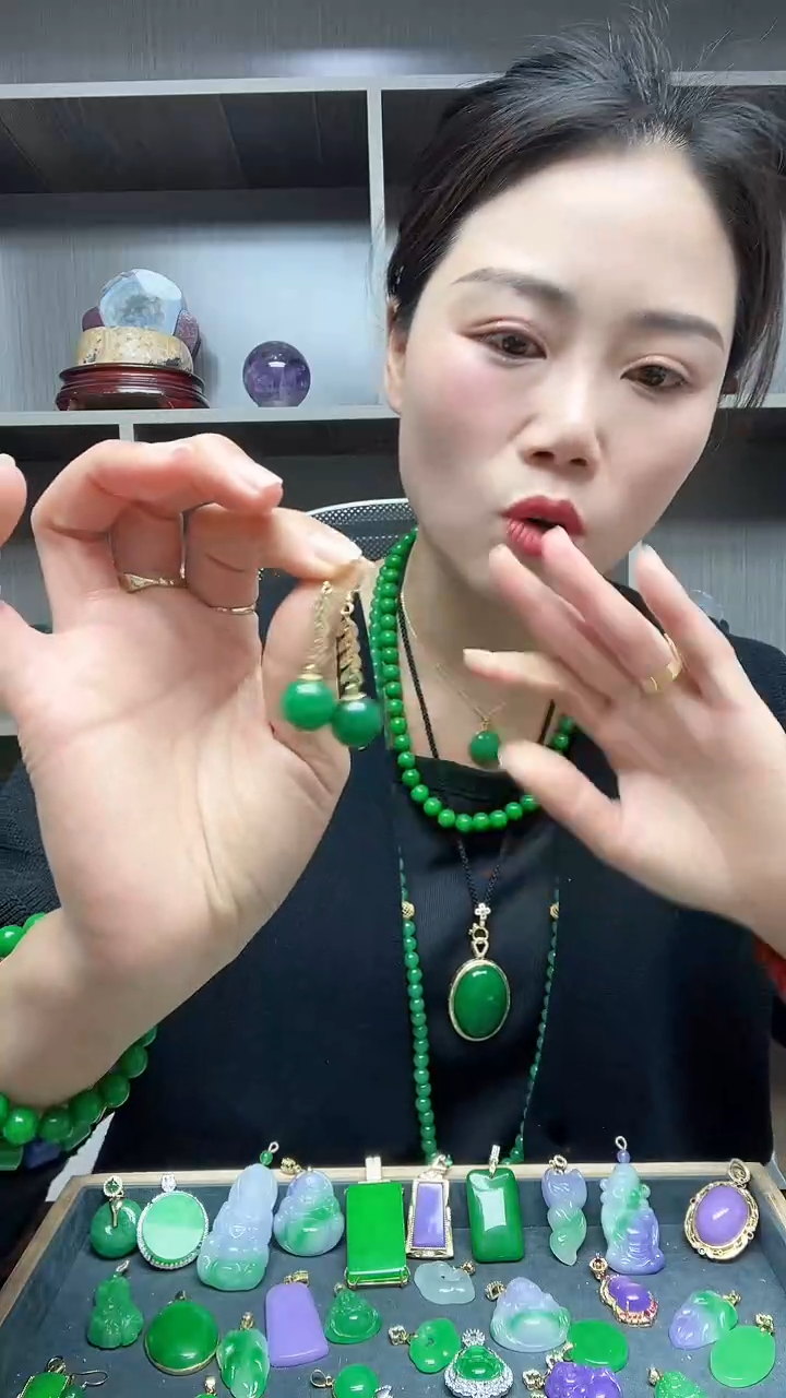 【闪购商品】翡翠耳饰14K金镶嵌耳饰