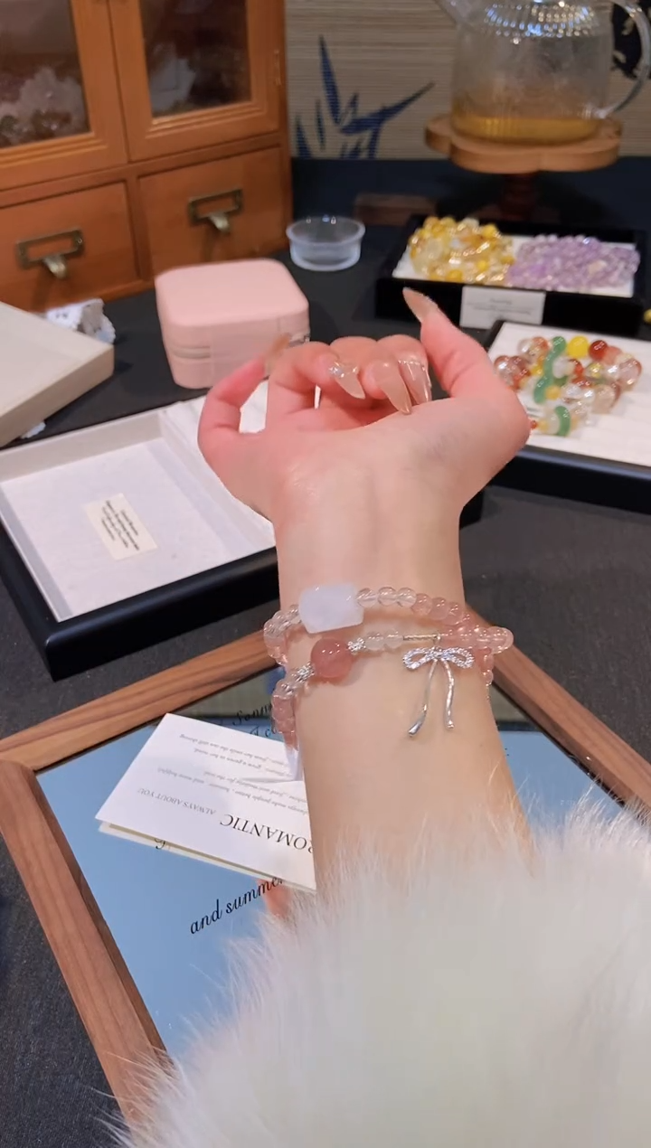 合金手链水晶草莓晶双圈