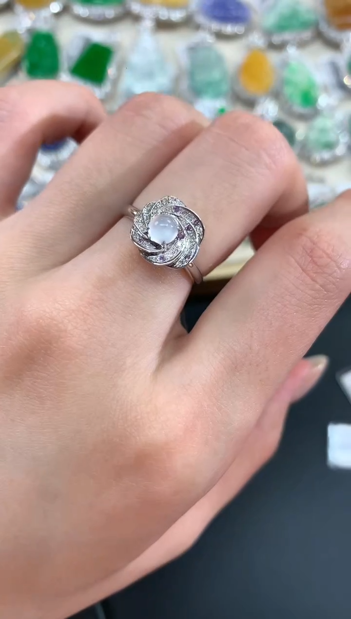 【闪购商品】翡翠戒指18K金镶嵌A708|2980