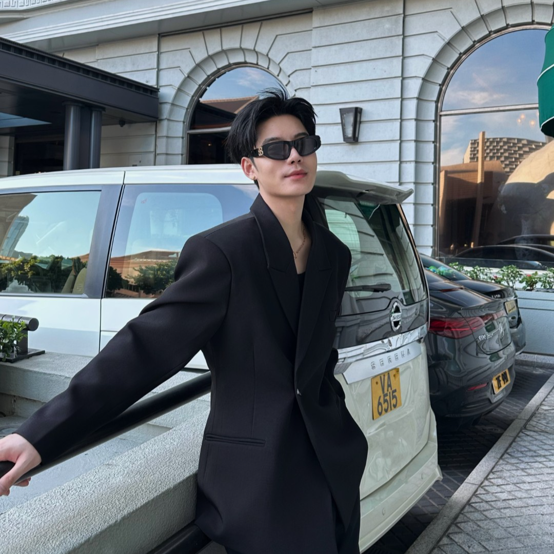 【雨东私服】秋冬新款西服 金属标高定垫肩西服外套 男款 黑色