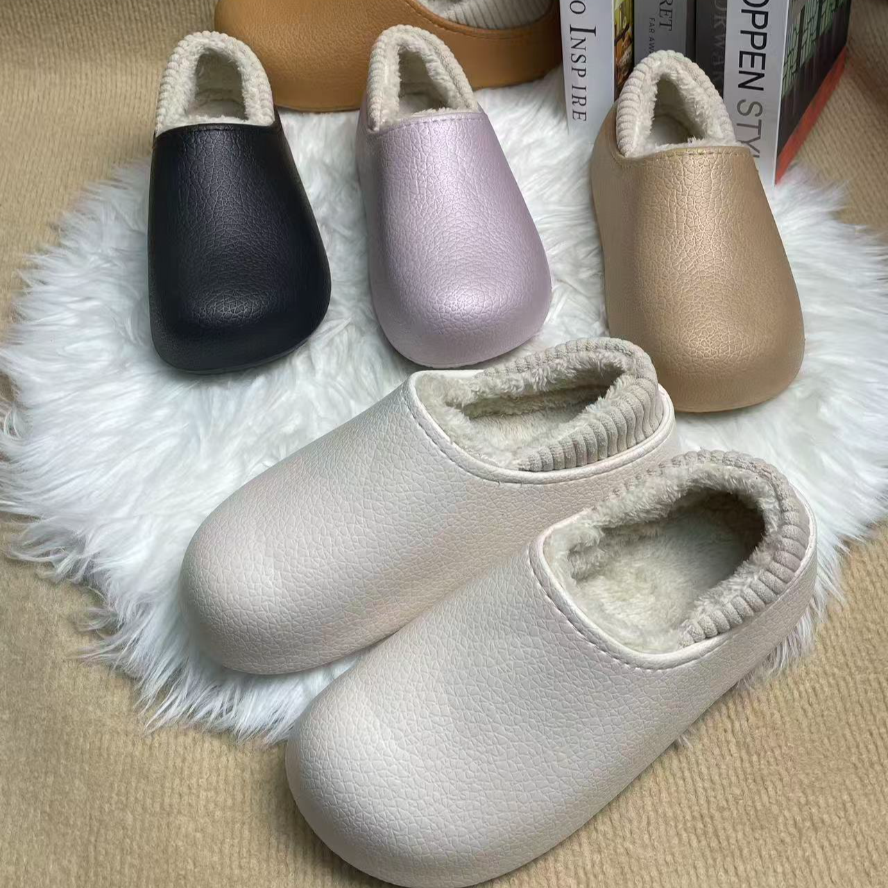 勃肯鞋棉鞋女款冬季外穿女士防水防滑棉拖雪地靴高跟鞋女款秋冬