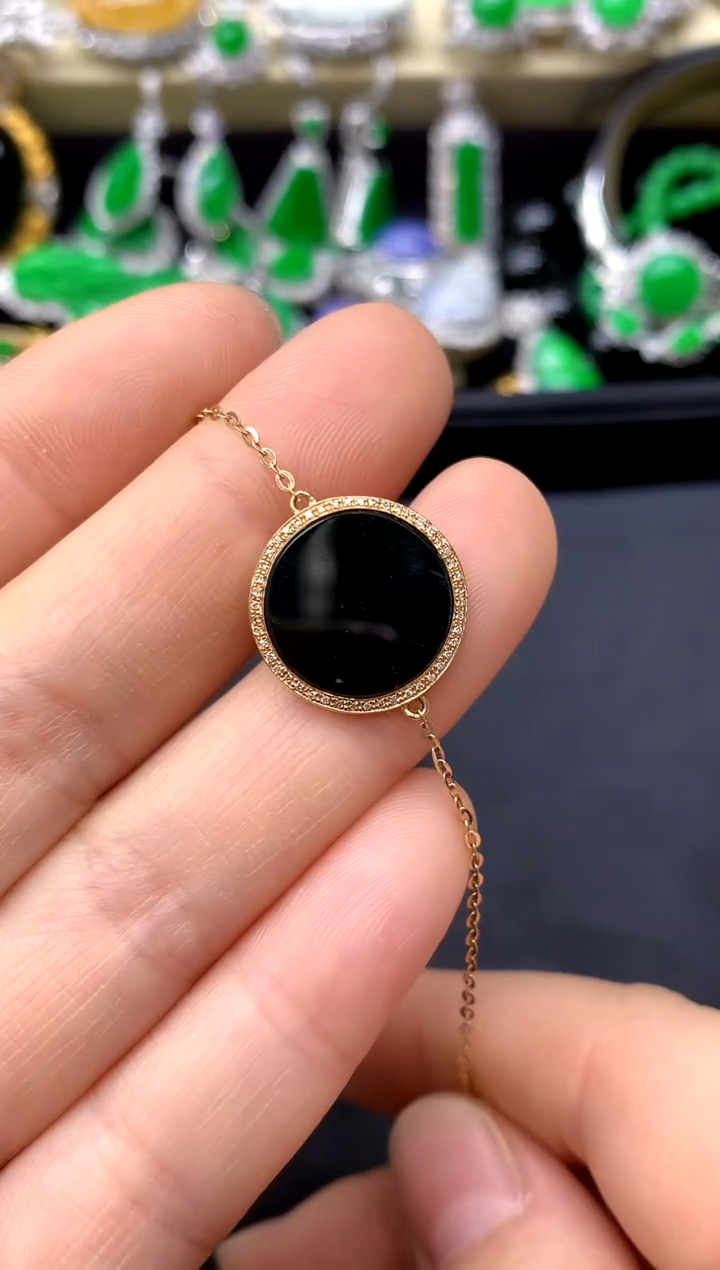 18K金镶嵌手链翡翠246-中国好珍宝