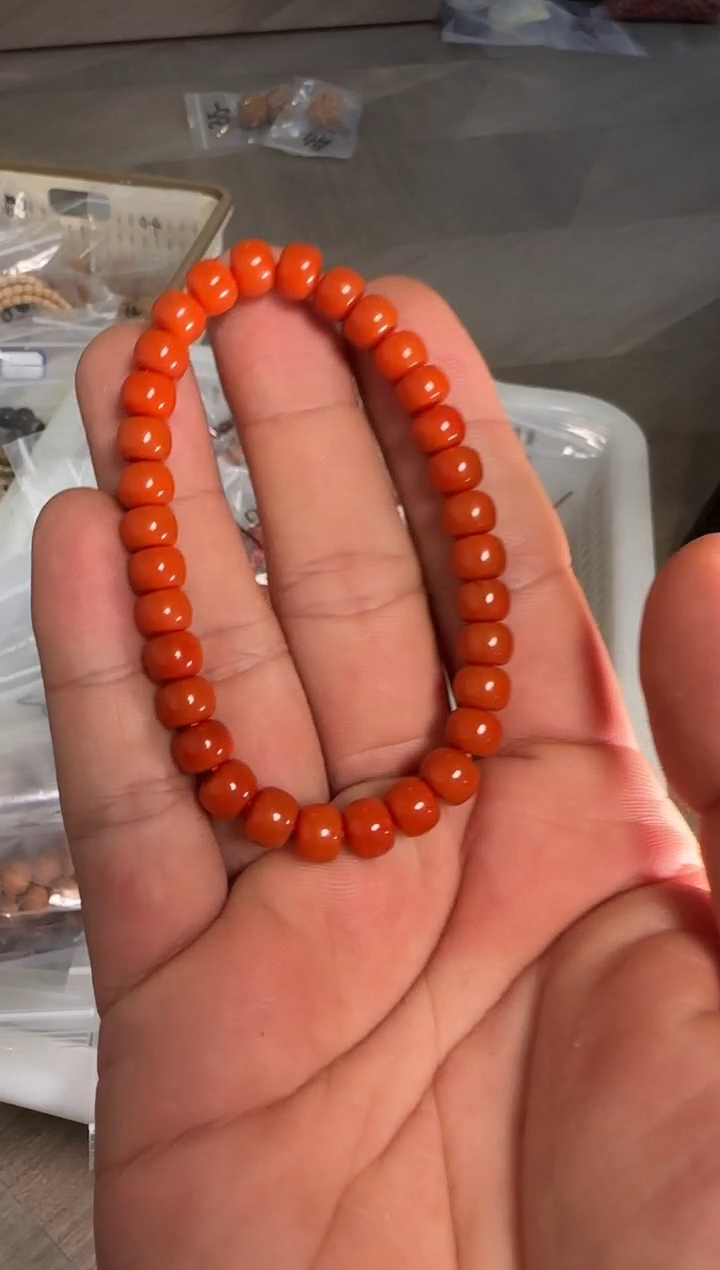 未镶嵌手链南红玛瑙7.1尺寸南红单圈柿子红