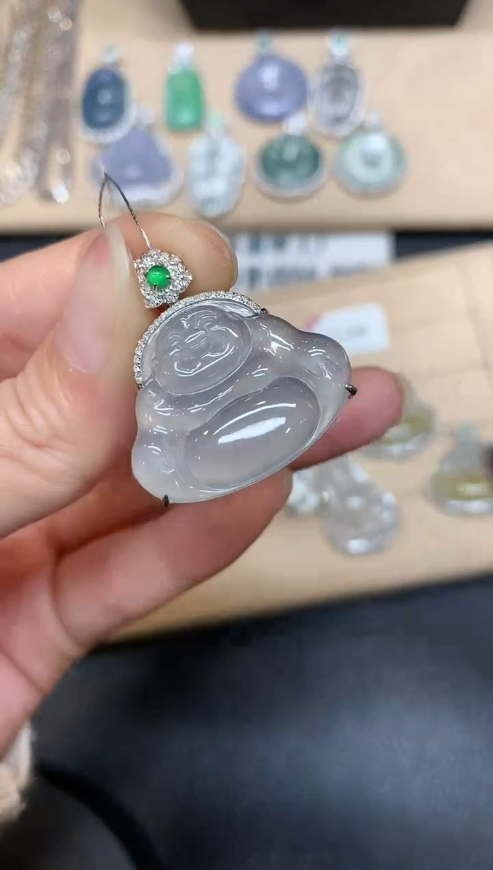 【闪购商品】翡翠吊坠(不含链)18K金镶嵌佛公【无服务费