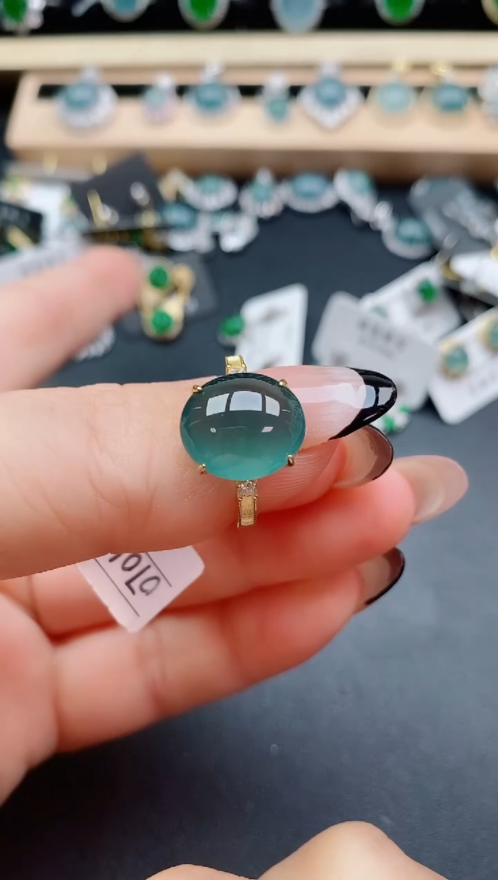 翡翠戒指银S925镶嵌1