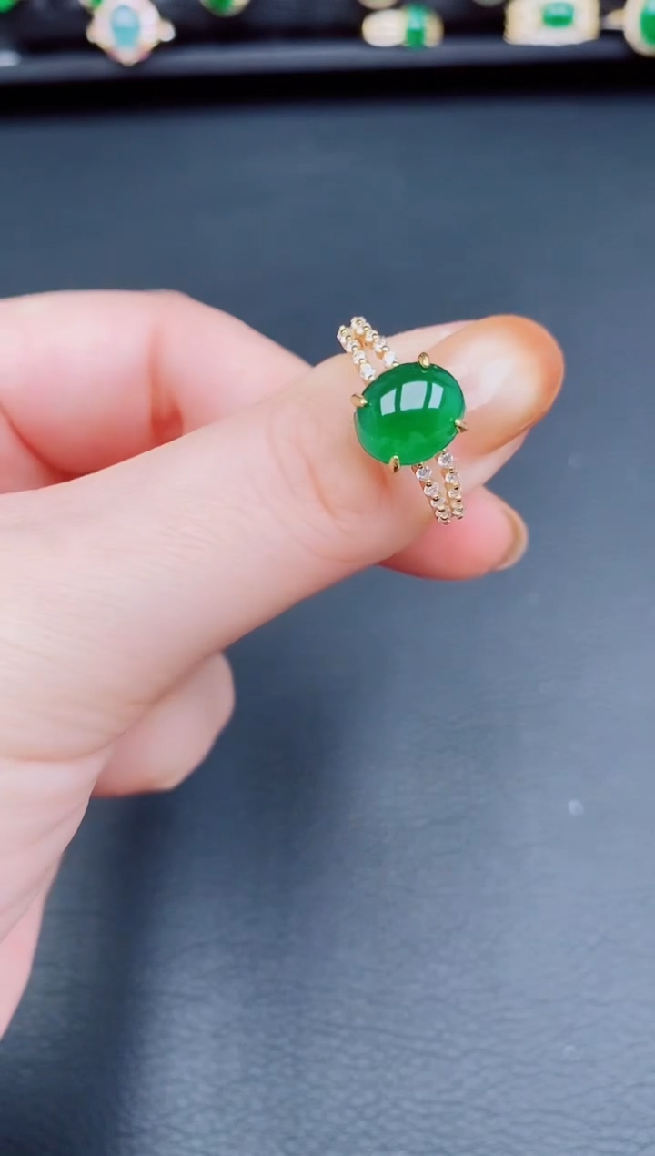 【闪购商品】翡翠戒指银S925镶嵌天然a货翡翠72