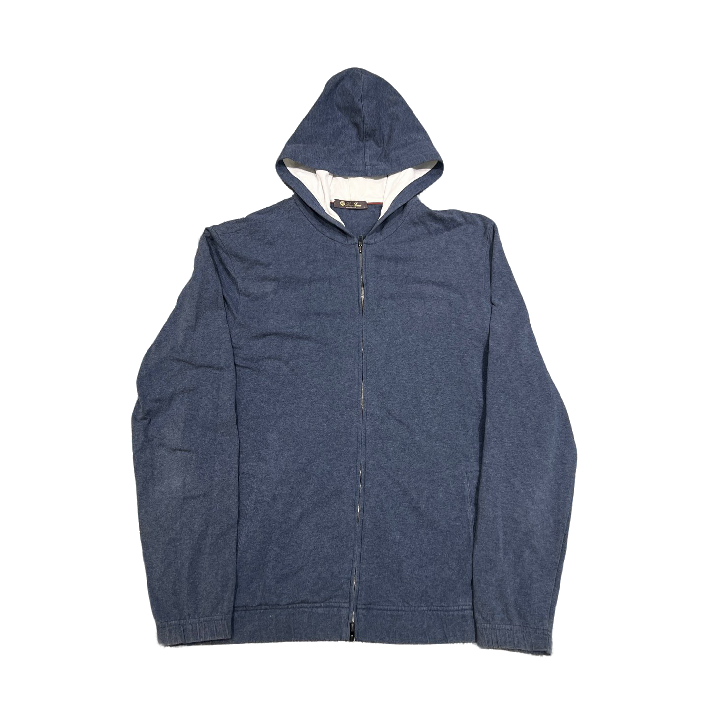 99新 Loro Piana/诺悠翩雅 纯色/拉链/连帽卫衣/外套/L码