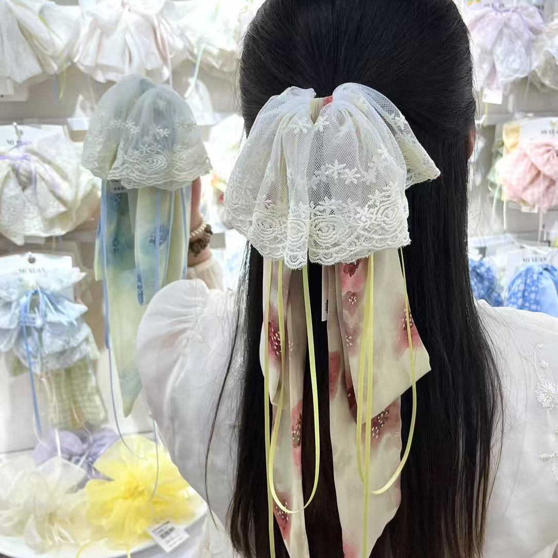 仙女抓夹雪纺时尚头饰复古风扎花头饰气质发夹女法式