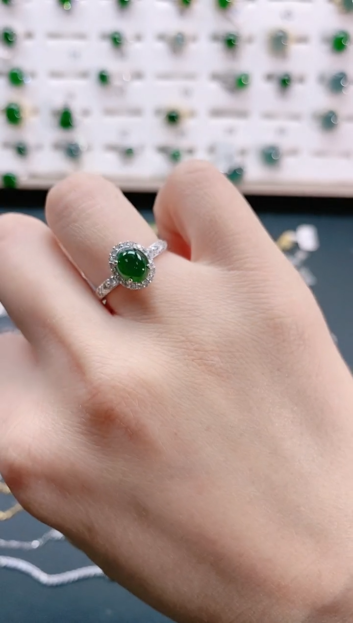 【闪购商品】翡翠戒指银S925镶嵌天然翡翠