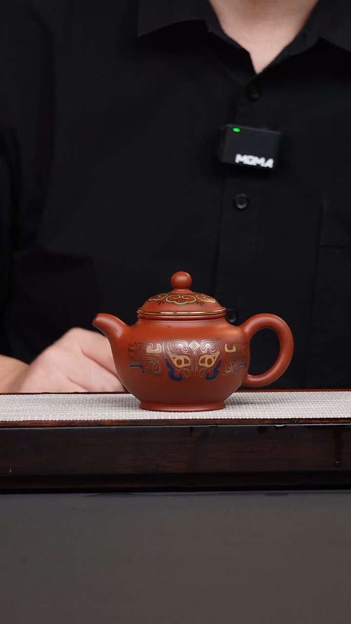 茶壶紫砂韩惠琴·朱泥珐琅彩掇只