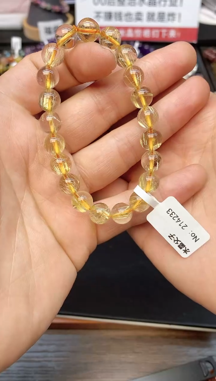 【闪购商品】水晶手串未镶嵌A49 金发 9mm