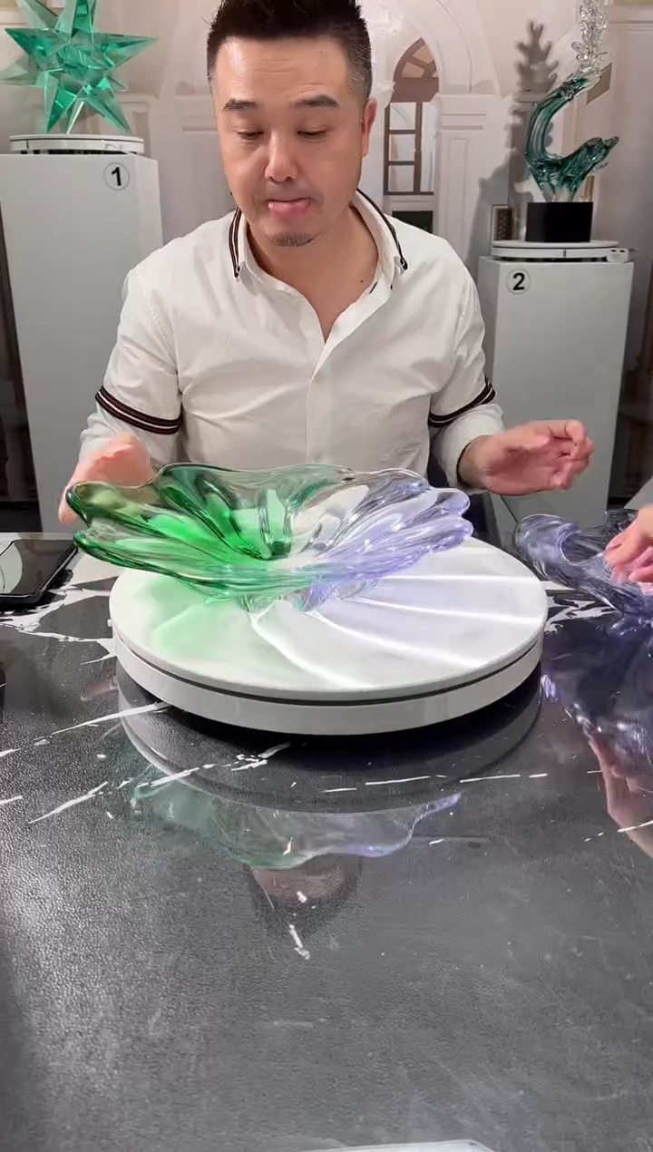 茶宠巴比特美学 紫绿撞色荷叶果盘小号