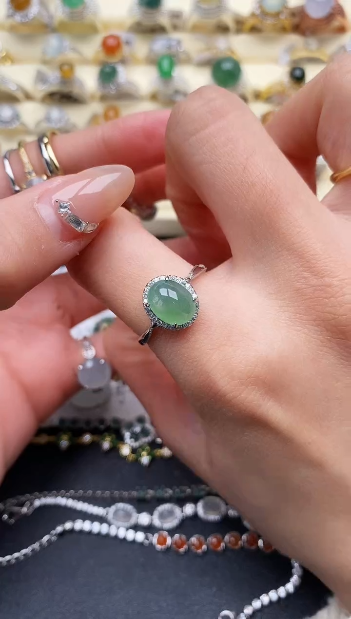 【闪购商品】翡翠戒指银S925镶嵌1111111+5