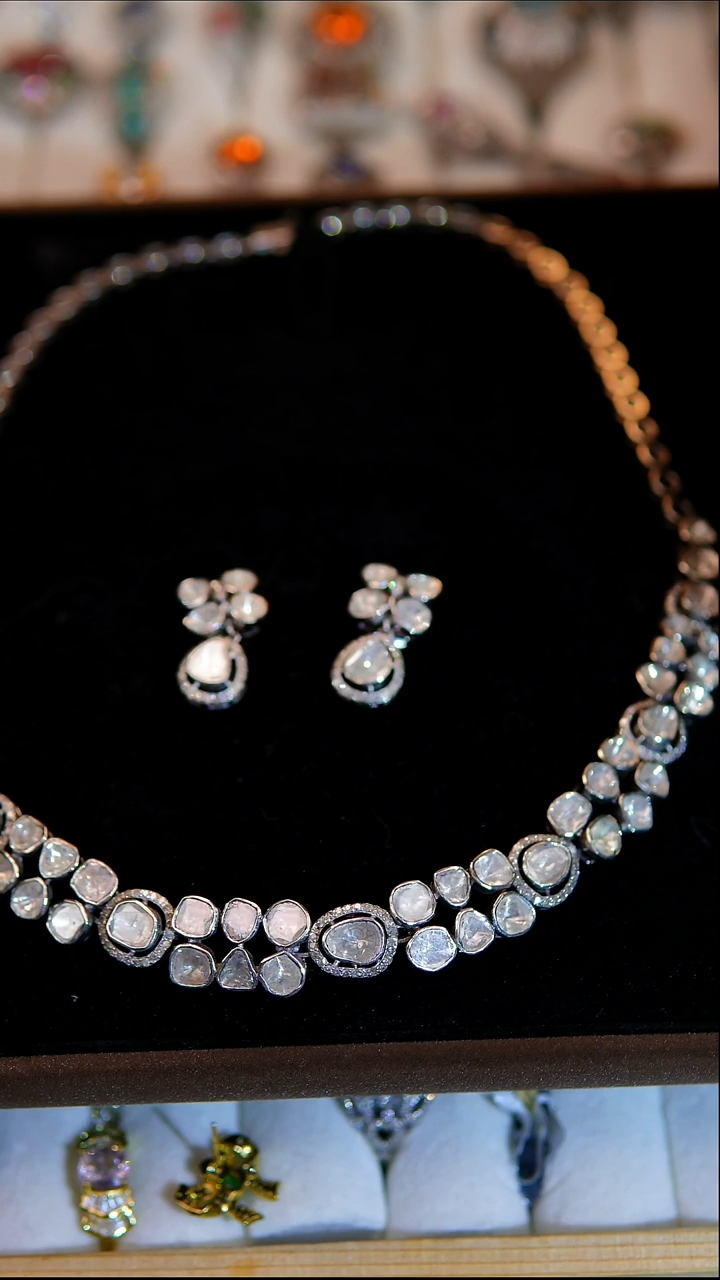 银S925镶嵌套链天然钻石天然钻石套装