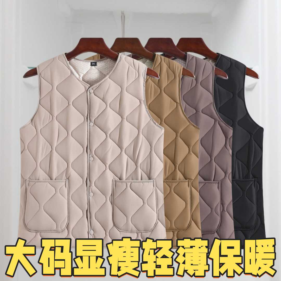 2025新款秋冬季轻薄马甲女加厚宽松秋冬坎肩大码保暖棉背心