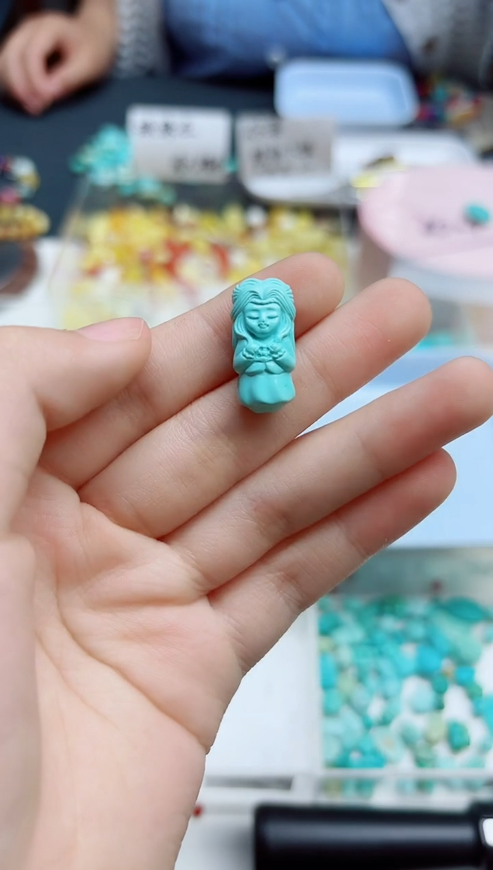 绿松石未镶嵌配饰松石女孩配饰*1 GW