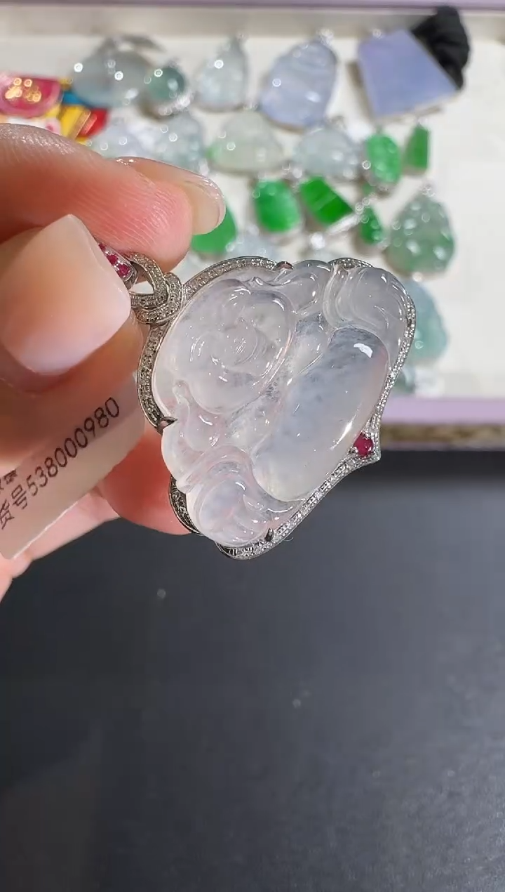 【闪购商品】翡翠吊坠(不含链)18K金镶嵌【源头工厂】宝石钻石镶嵌