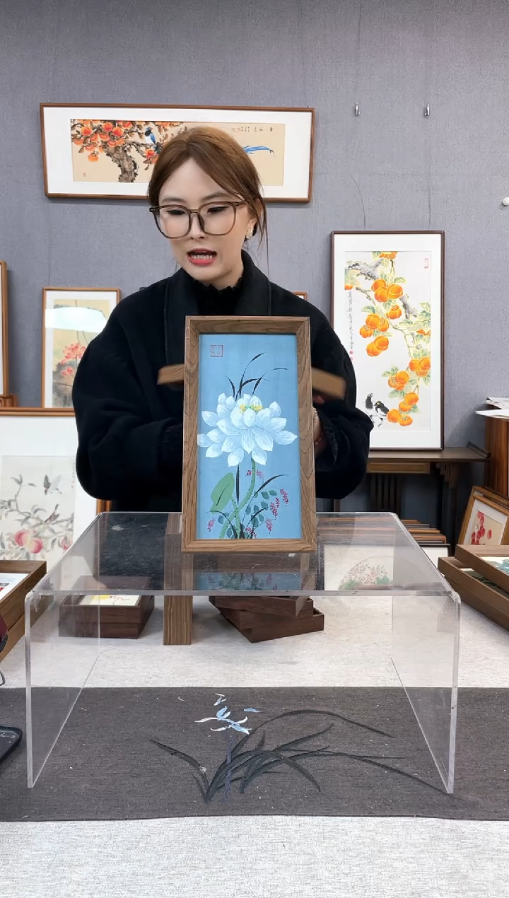 【闪购商品】国画手写手绘带框作品-16*29-荷花