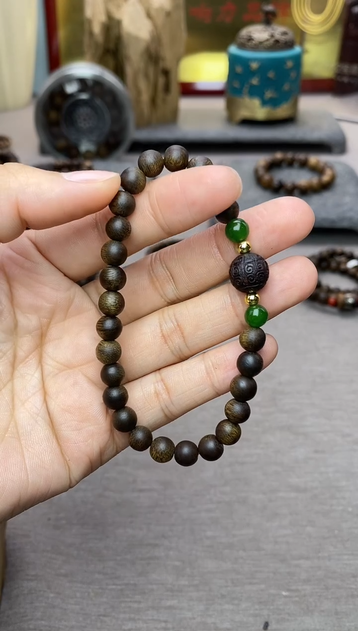 【闪购商品】沉香手串顺化紫棋06沉水+降真香1.0回纹+配饰