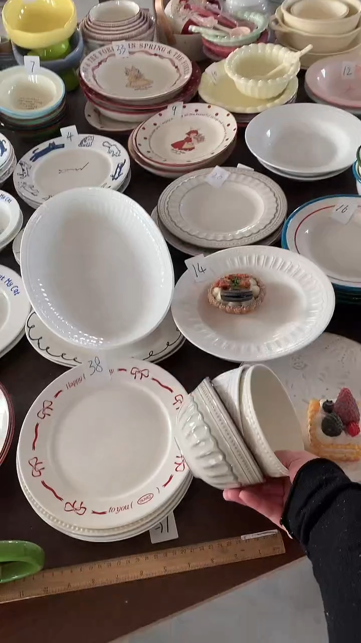 陶瓷丸***.微瑕罗马（13寸鱼盘+草帽+复古罗马8寸盘）+4.5碗*6