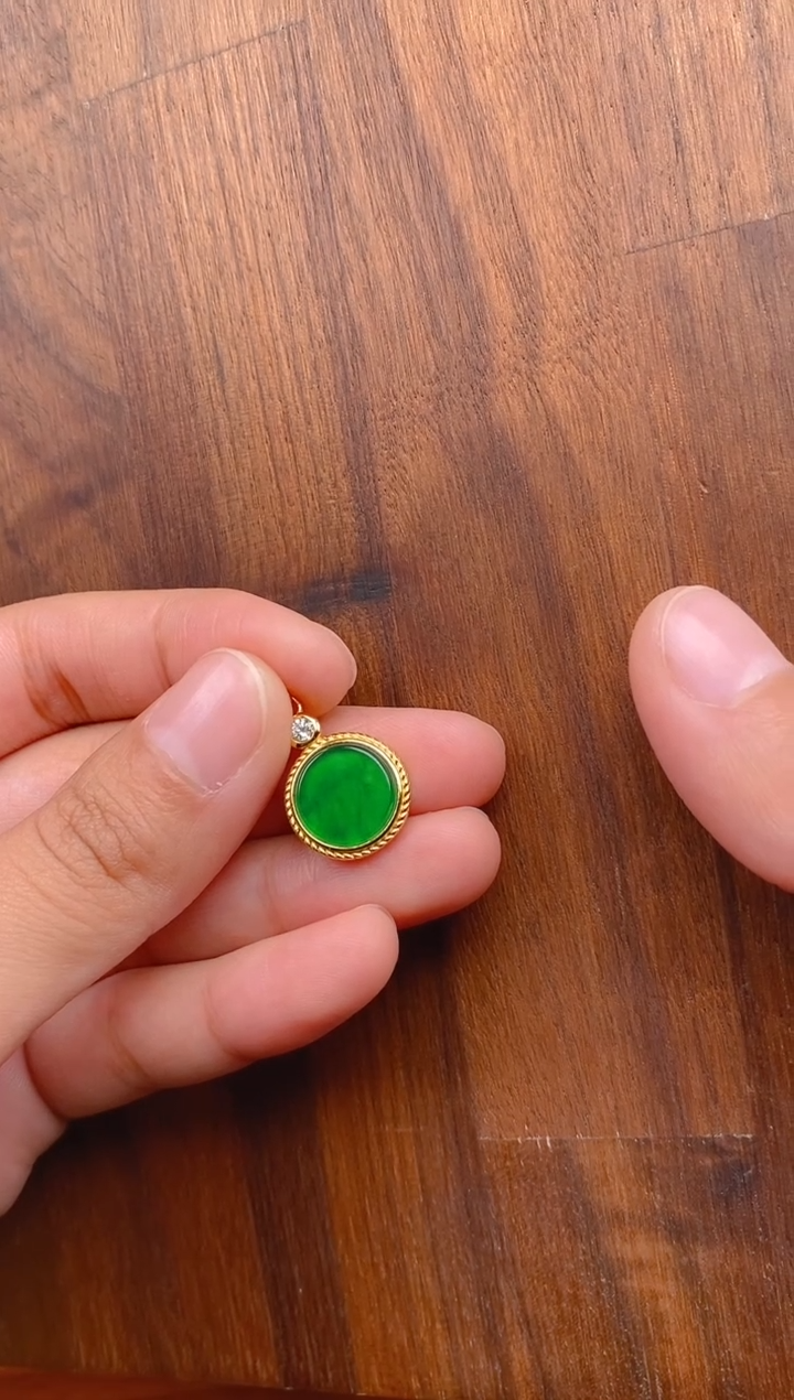 【闪购商品】翡翠吊坠(不含链)银S925镶嵌平安喜乐无事牌