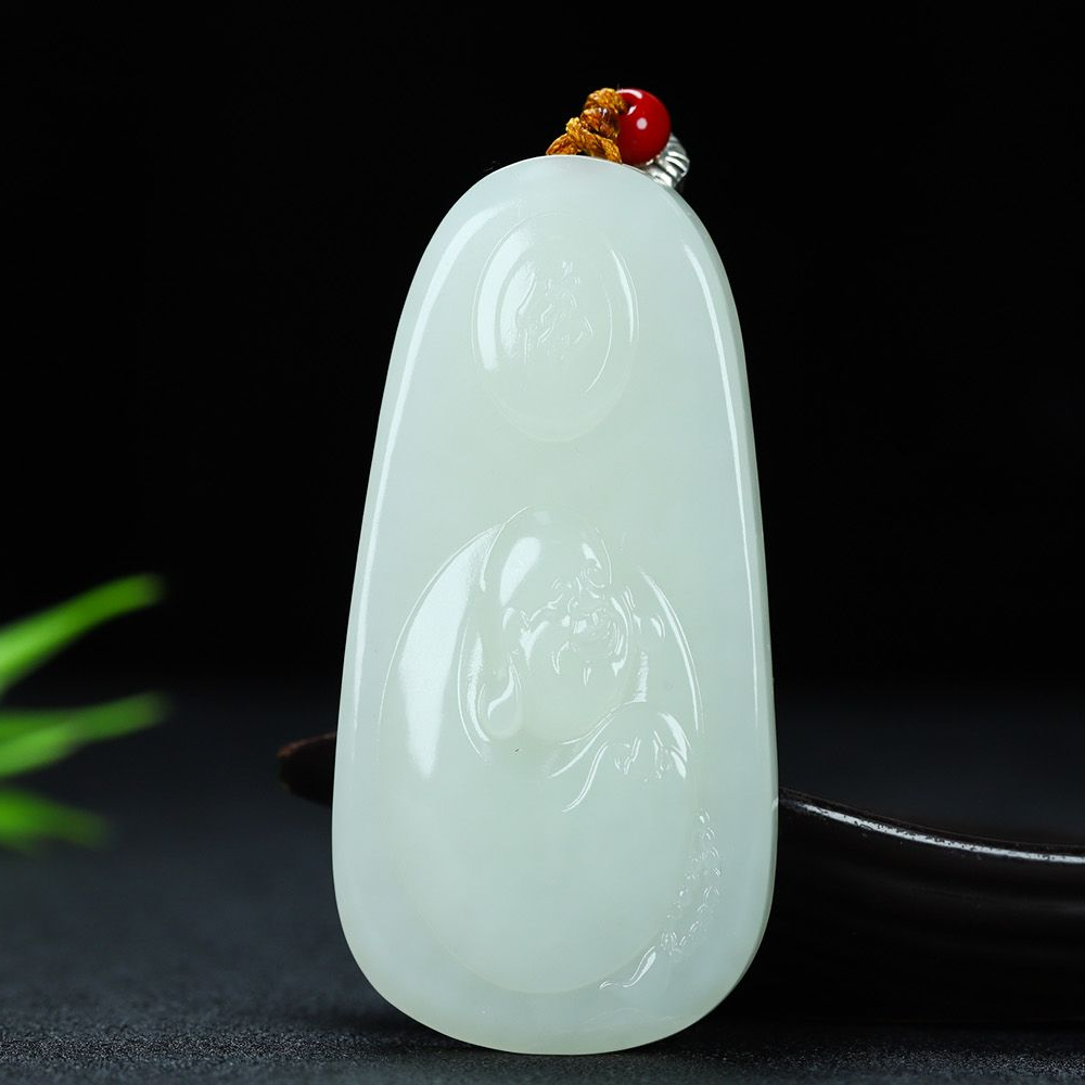 JF0178和田青白玉包衣佛吊坠